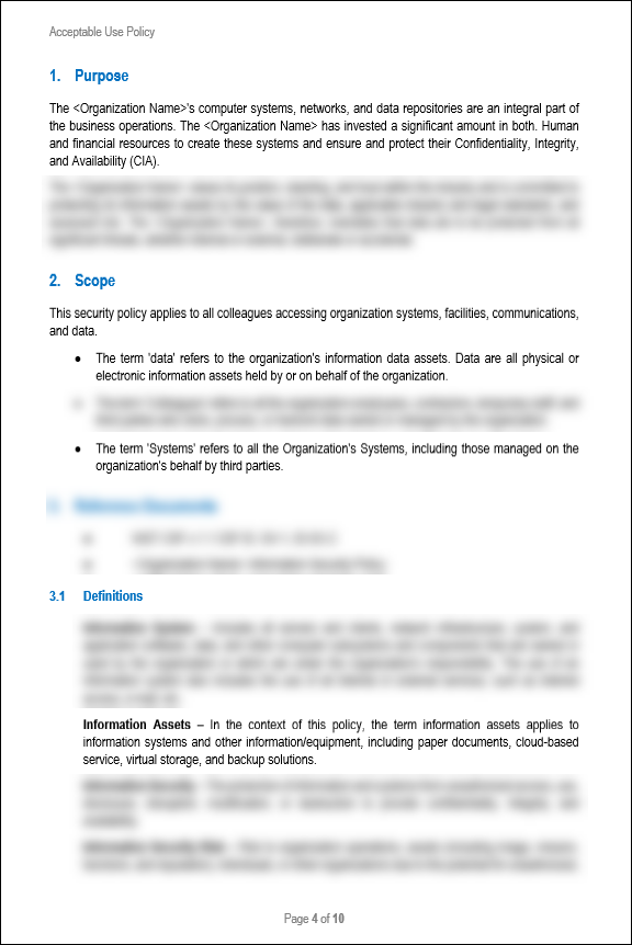 NIST Acceptable Use Policy Template