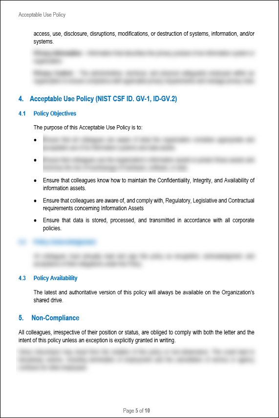 NIST Acceptable Use Policy Template