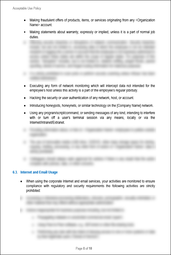 NIST Acceptable Use Policy Template