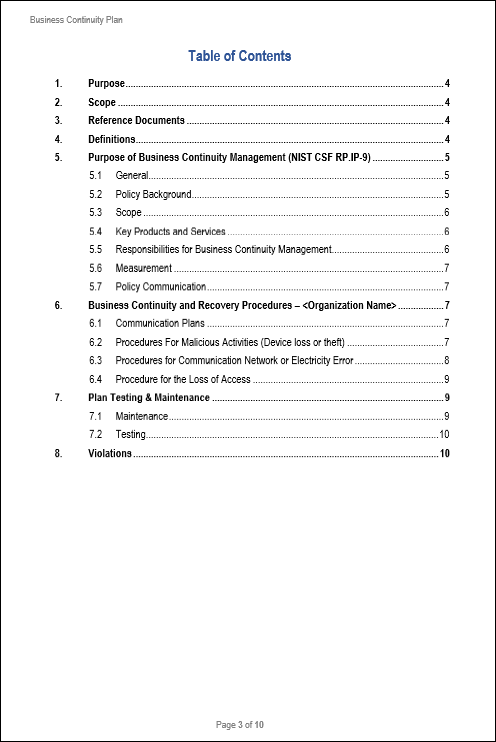 NIST Business Continuity Plan for Remote Only Operation Template
