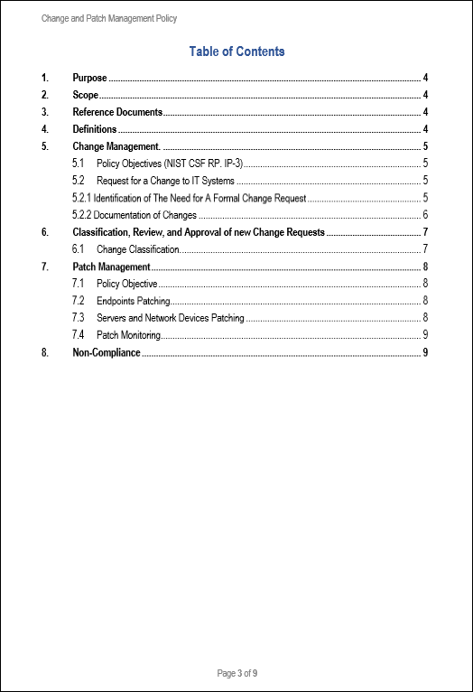 NIST Change and Patch Management Policy Template