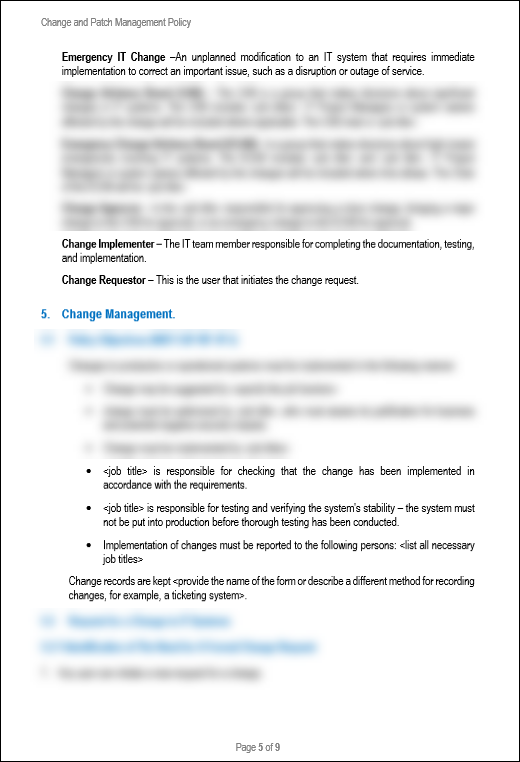NIST Change and Patch Management Policy Template
