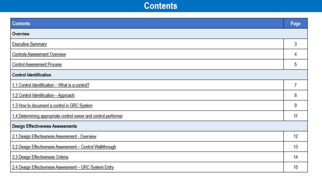 Control Assessment Standard Template