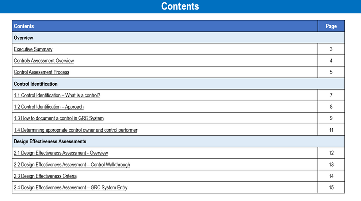 Control Assessment Standard Template