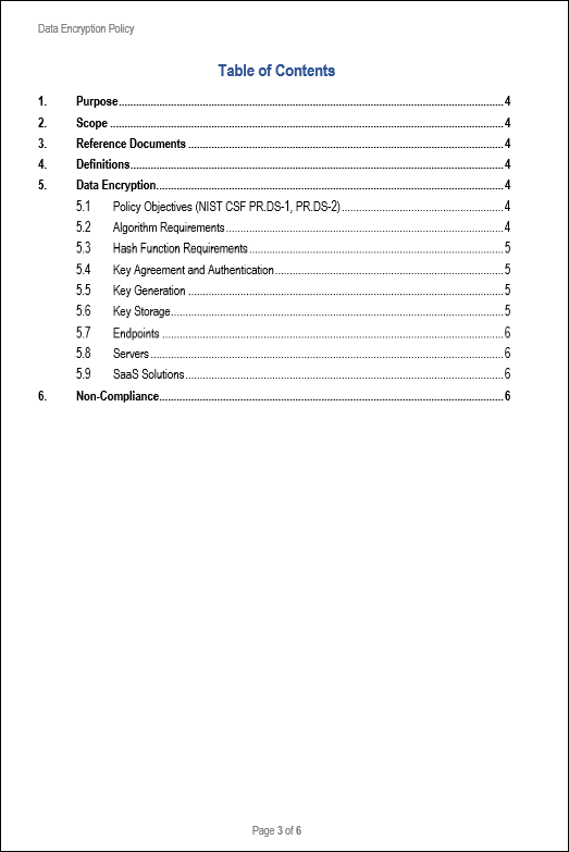 NIST Data Encryption Policy Template