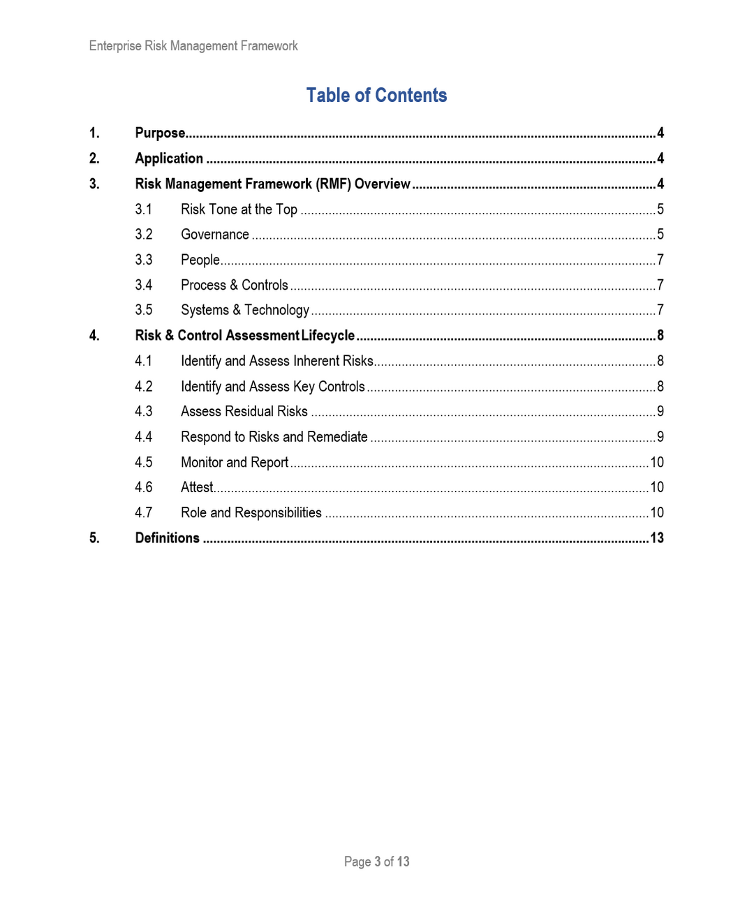 Enterprise Risk Management Framework Template
