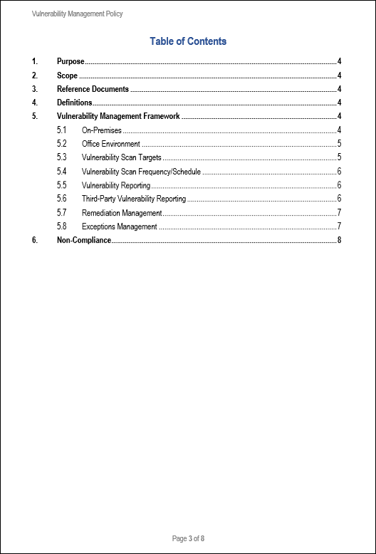 NIST Vulnerability Management Policy Template Governance, Risk and