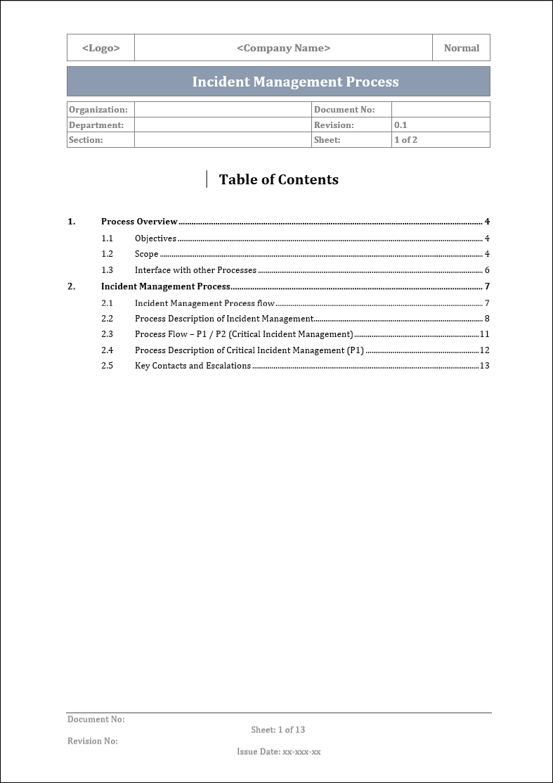 Incident management process, Incident management