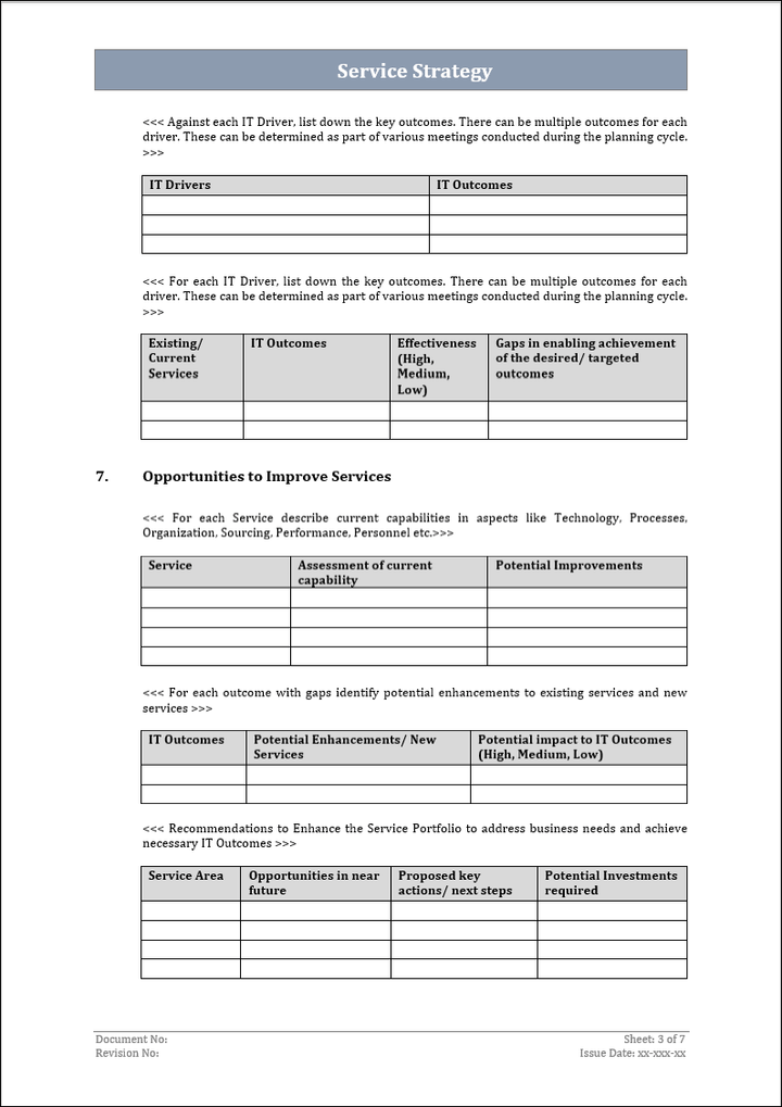service strategy template, service strategy
