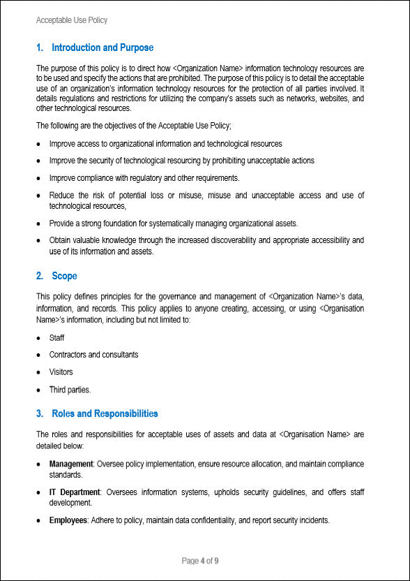 SOC 2 Acceptable Use Policy Template