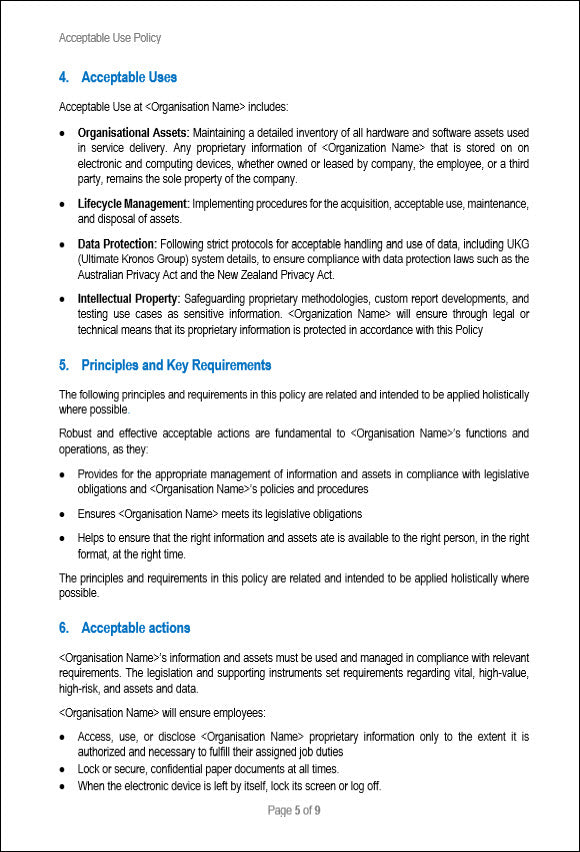 SOC 2 Acceptable Use Policy Template