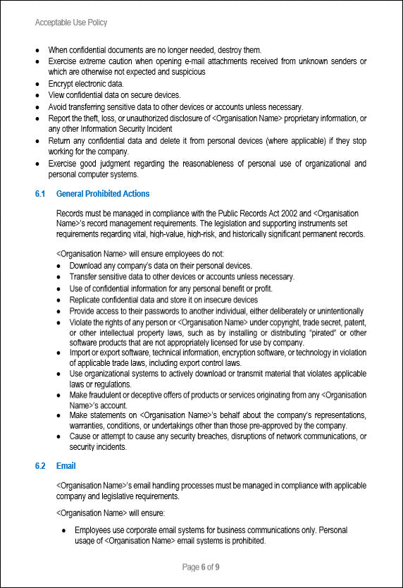 SOC 2 Acceptable Use Policy Template