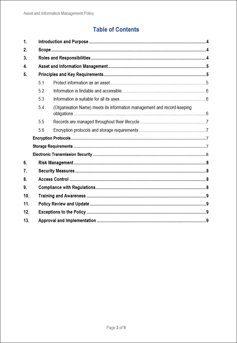 Asset and Information Management Policy Template