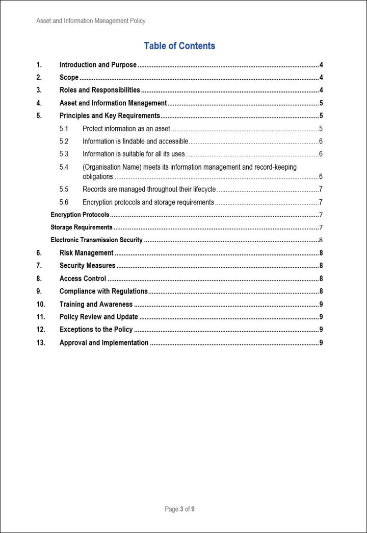 Asset and Information Management Policy Template
