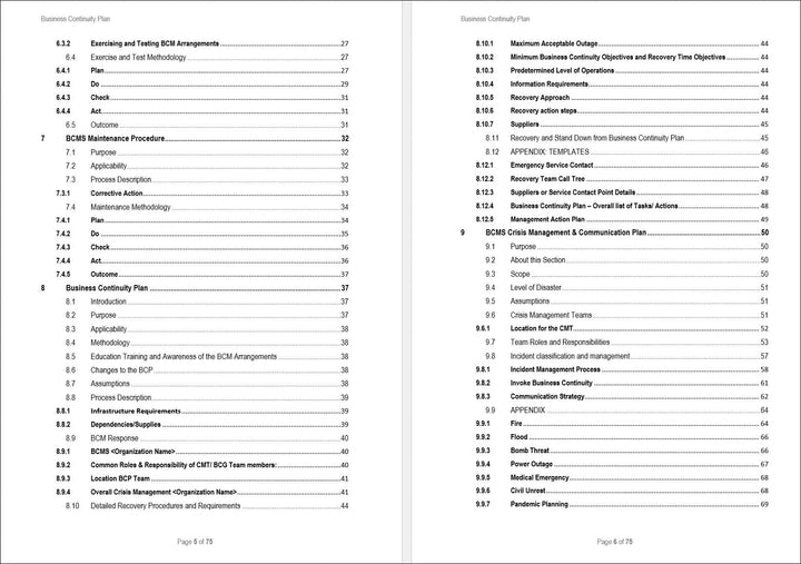 Business Continuity Plan Template