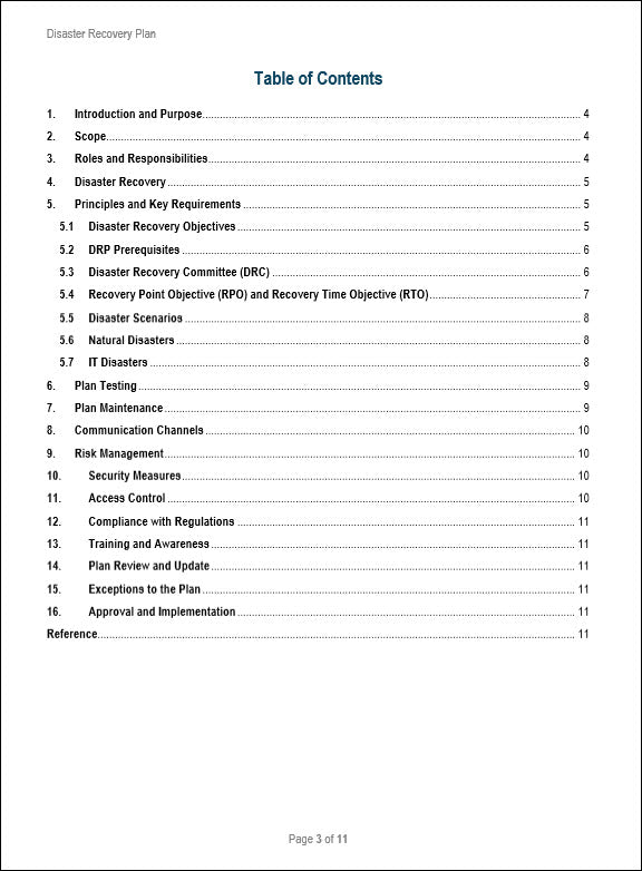 SOC 2 Disaster Recovery Plan Template