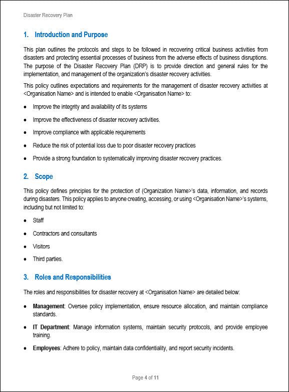 SOC 2 Disaster Recovery Plan Template
