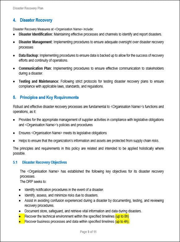 SOC 2 Disaster Recovery Plan Template
