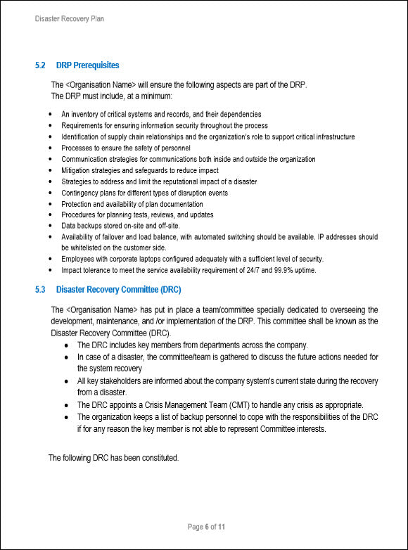 SOC 2 Disaster Recovery Plan Template