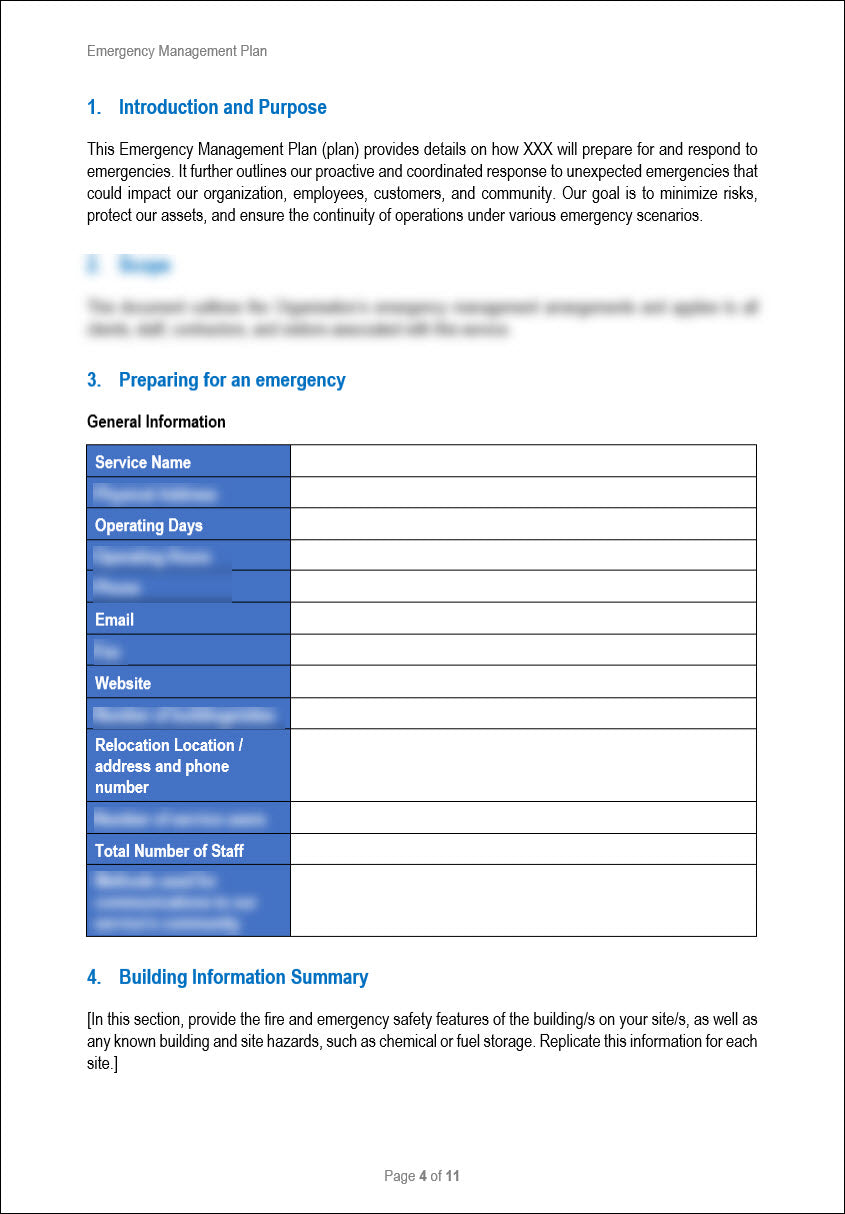 Emergency Management Plan Template