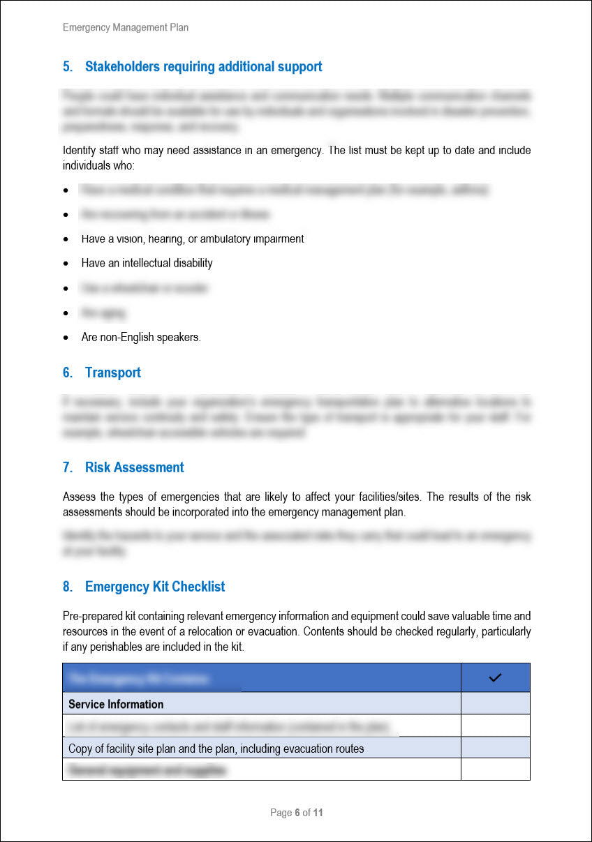 Emergency Management Plan Template