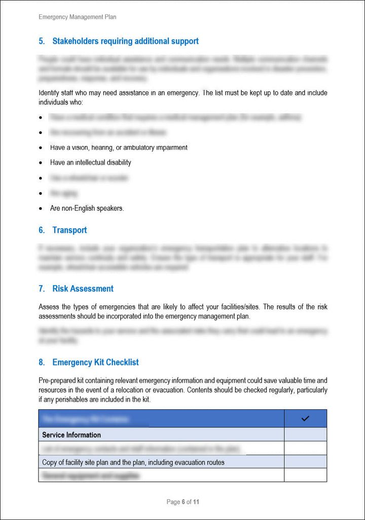Emergency Management Plan Template