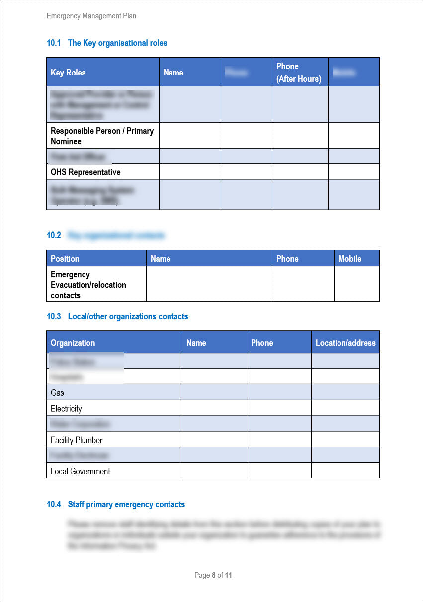 Emergency Management Plan Template