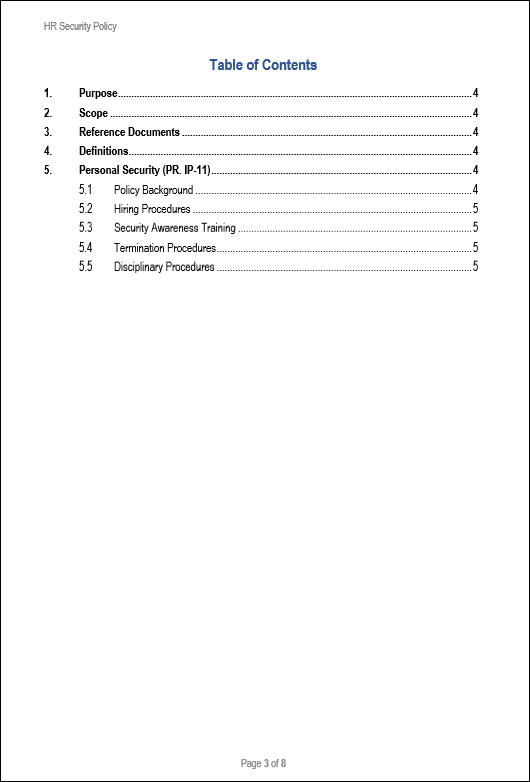 NIST HR Security Policy Template