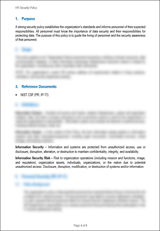 NIST HR Security Policy Template
