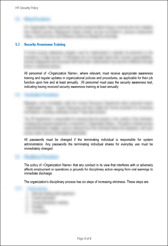 NIST HR Security Policy Template