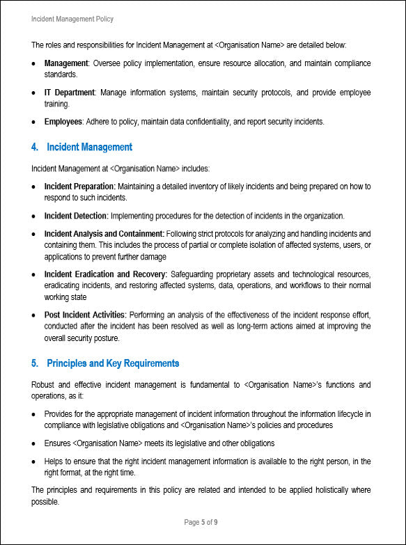 SOC 2 Incident Management Policy Template