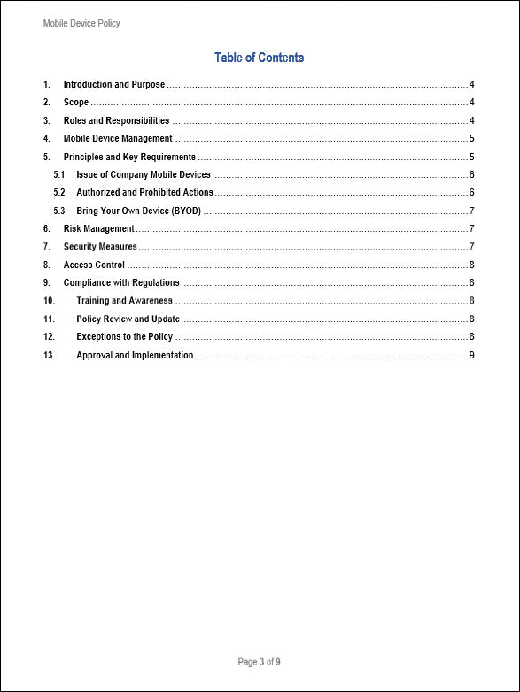 SOC 2 Mobile Device Policy Template
