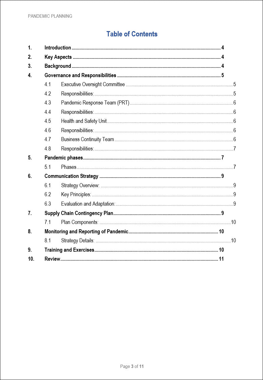 Pandemic Plan Template