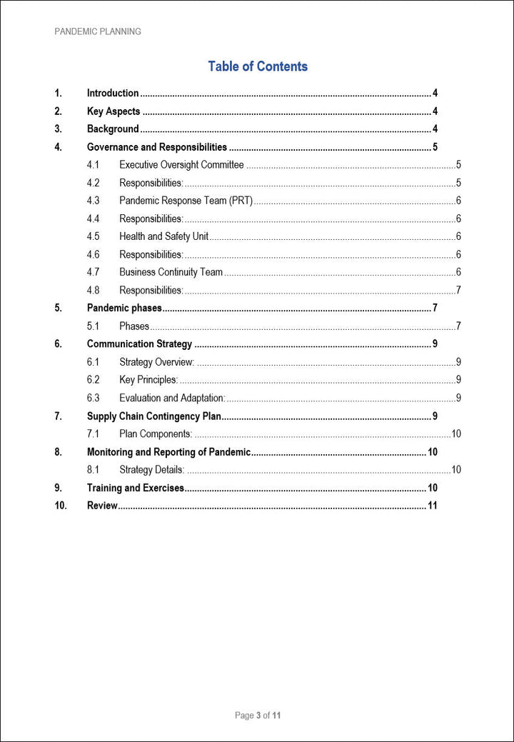 Pandemic Plan Template
