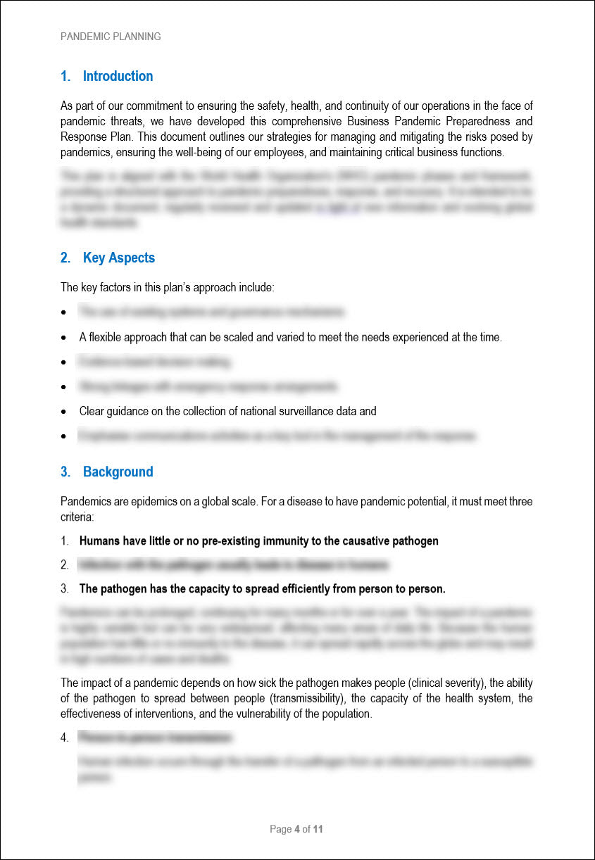 Pandemic Plan Template
