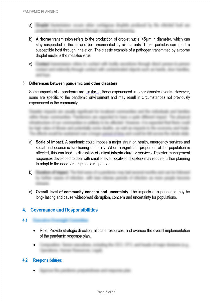 Pandemic Plan Template