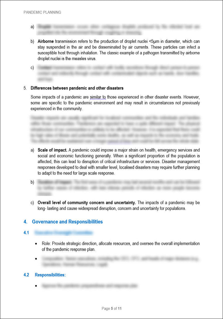 Pandemic Plan Template