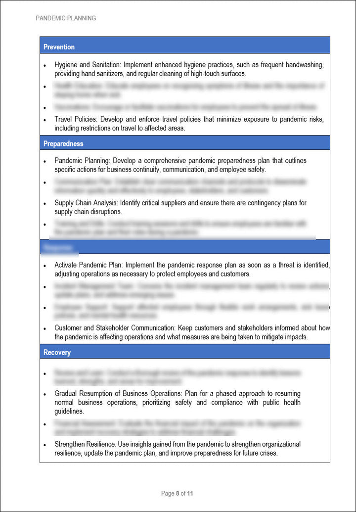 Pandemic Plan Template