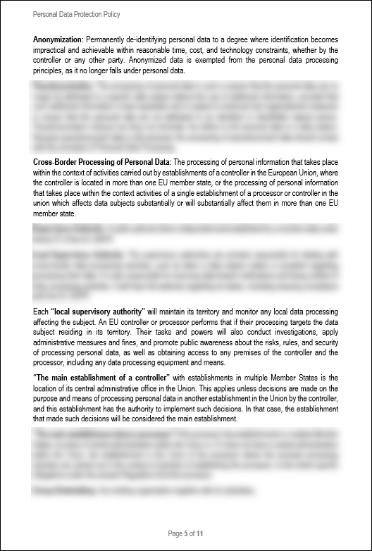 NIST Personal Data Protection Policy Template
