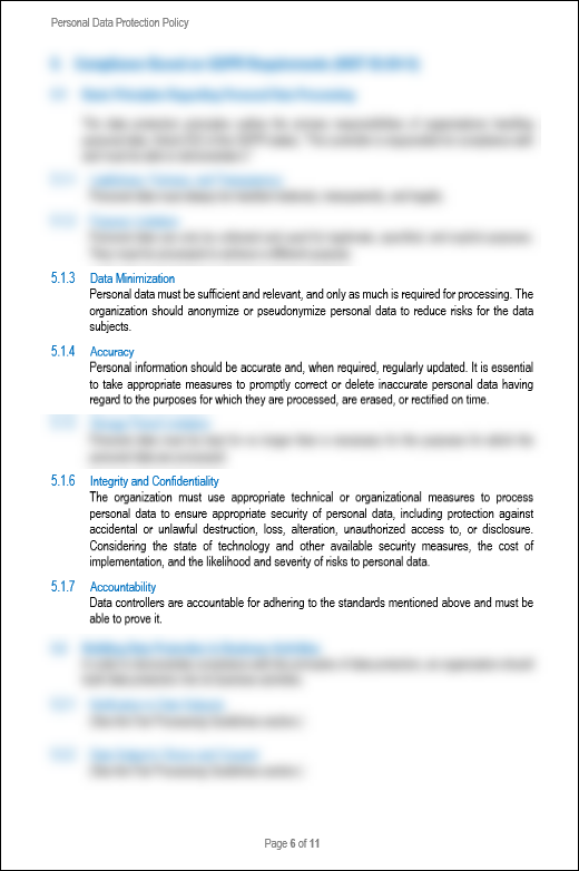 NIST Personal Data Protection Policy Template