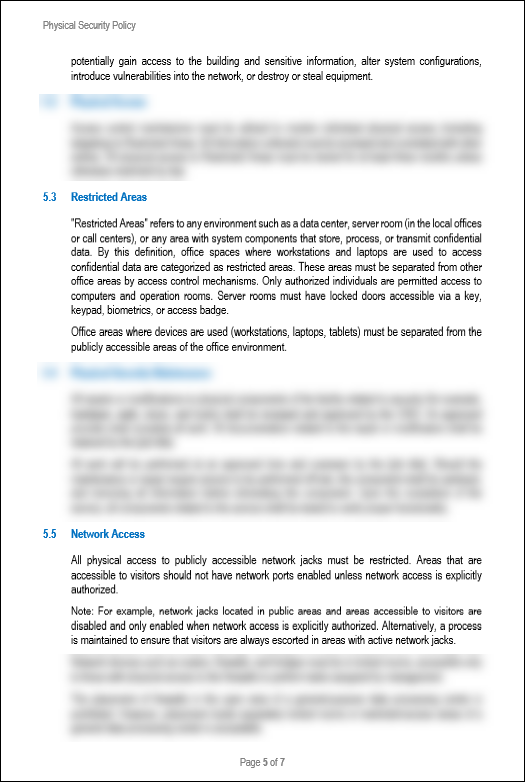 NIST Physical Security Policy Template