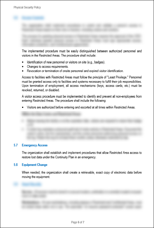 NIST Physical Security Policy Template
