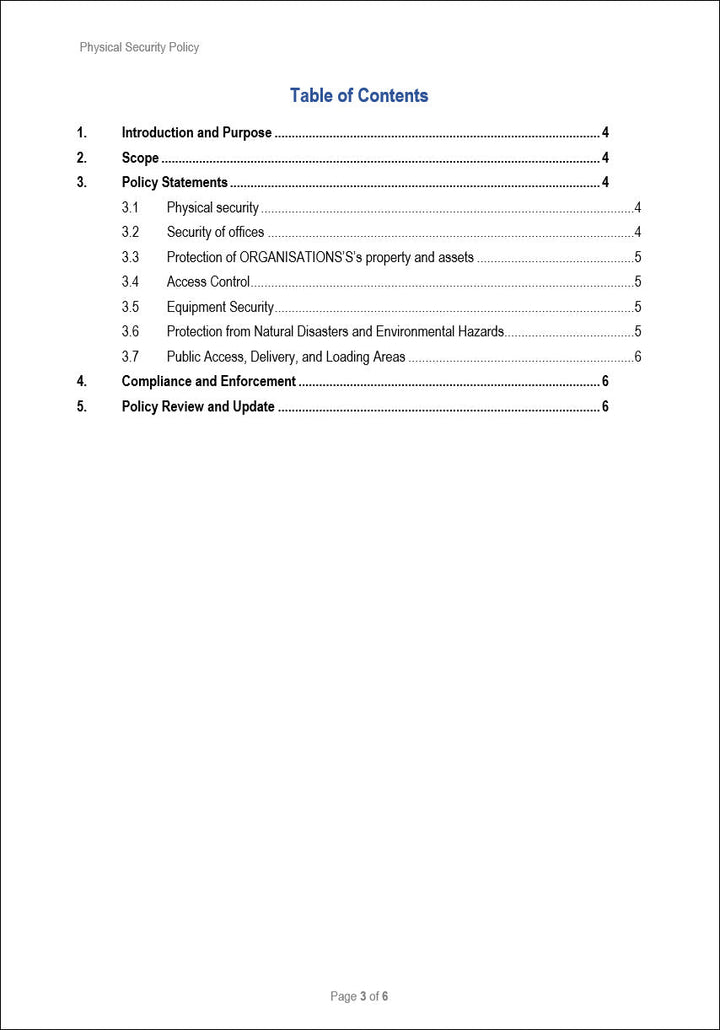 Physical Security Policy Template