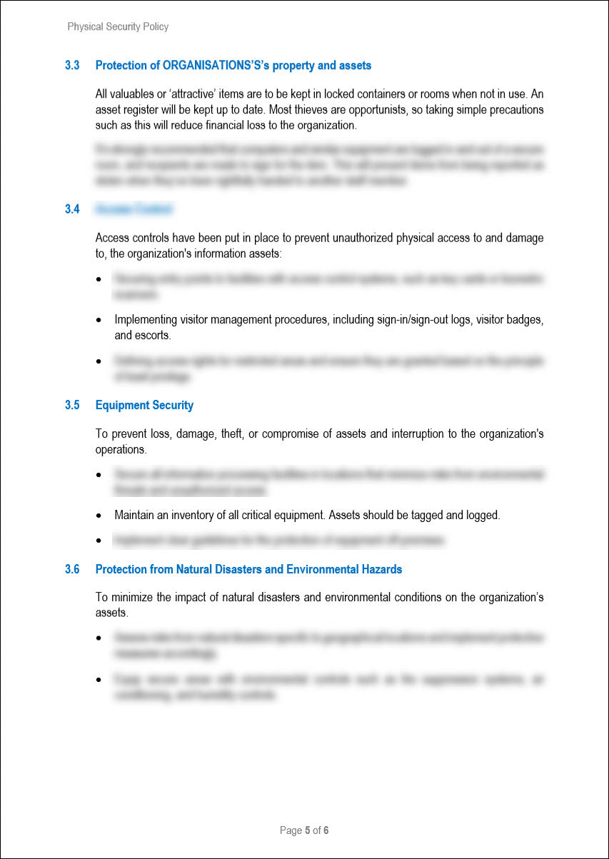 Physical Security Policy Template