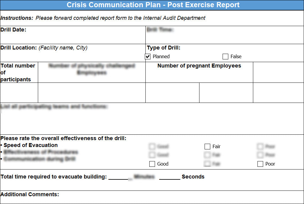 Post Exercise Report Template