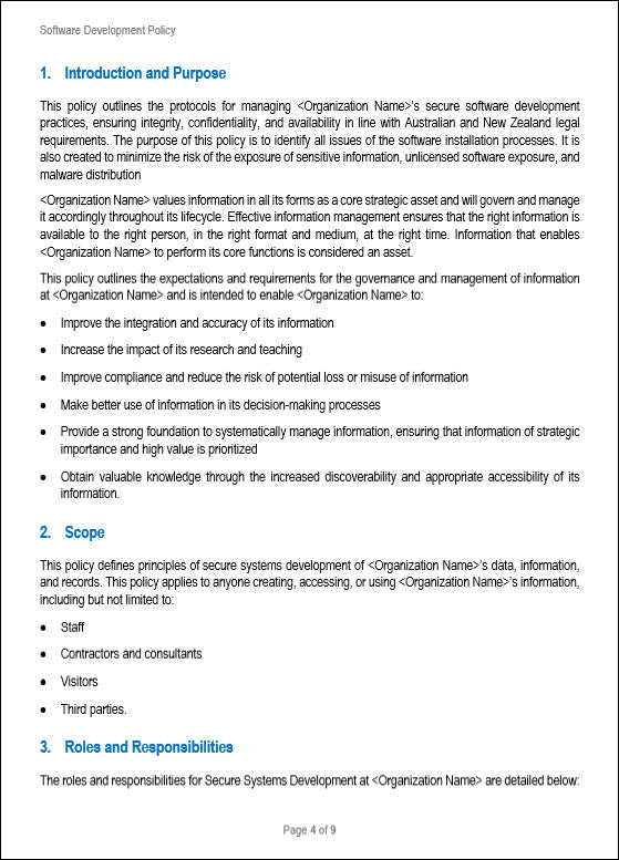 SOC 2 Software Development Policy Template