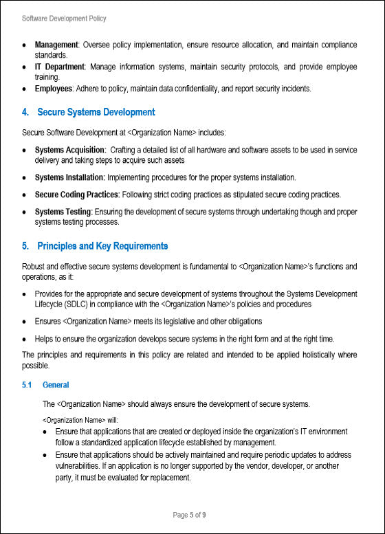 SOC 2 Software Development Policy Template