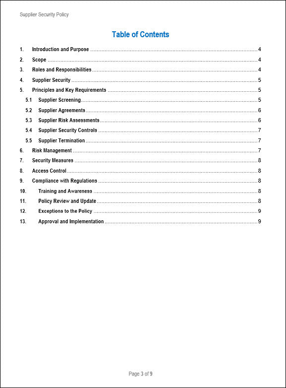 SOC 2 Supplier Security Policy Template