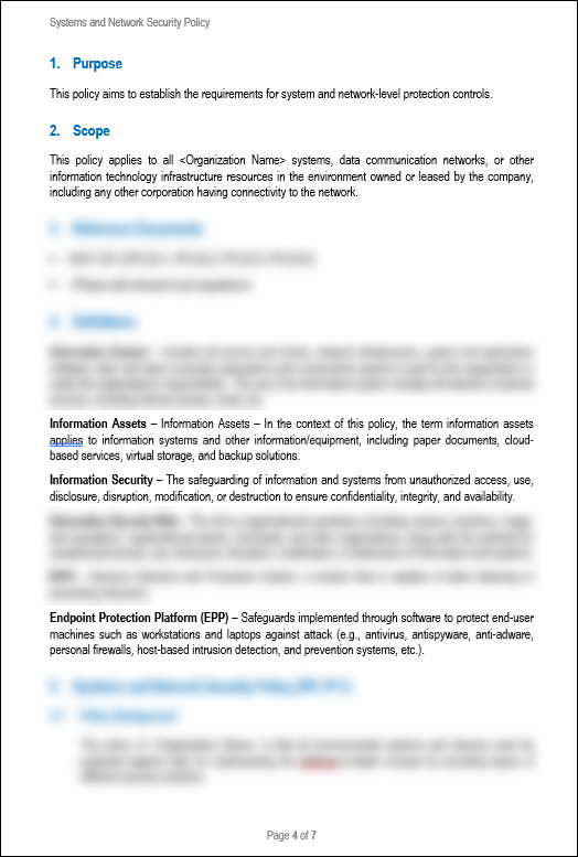 NIST Systems and Network Security Policy Template