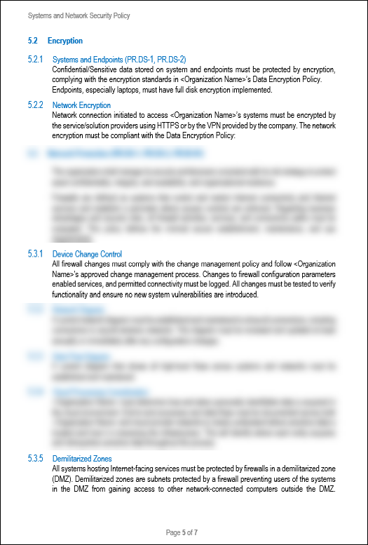 NIST Systems and Network Security Policy Template